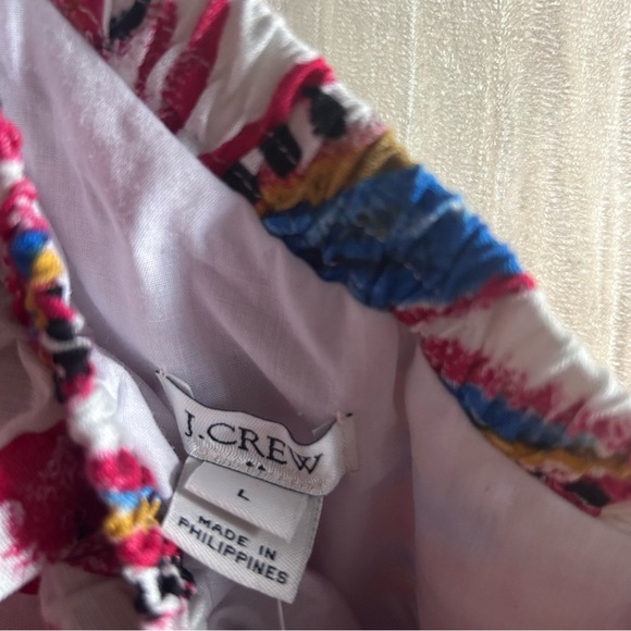 J. Crew Linen One Shoulder Ruffle Mini Dress Tropical Leaf Print NWT Size L - Picture 4 of 7